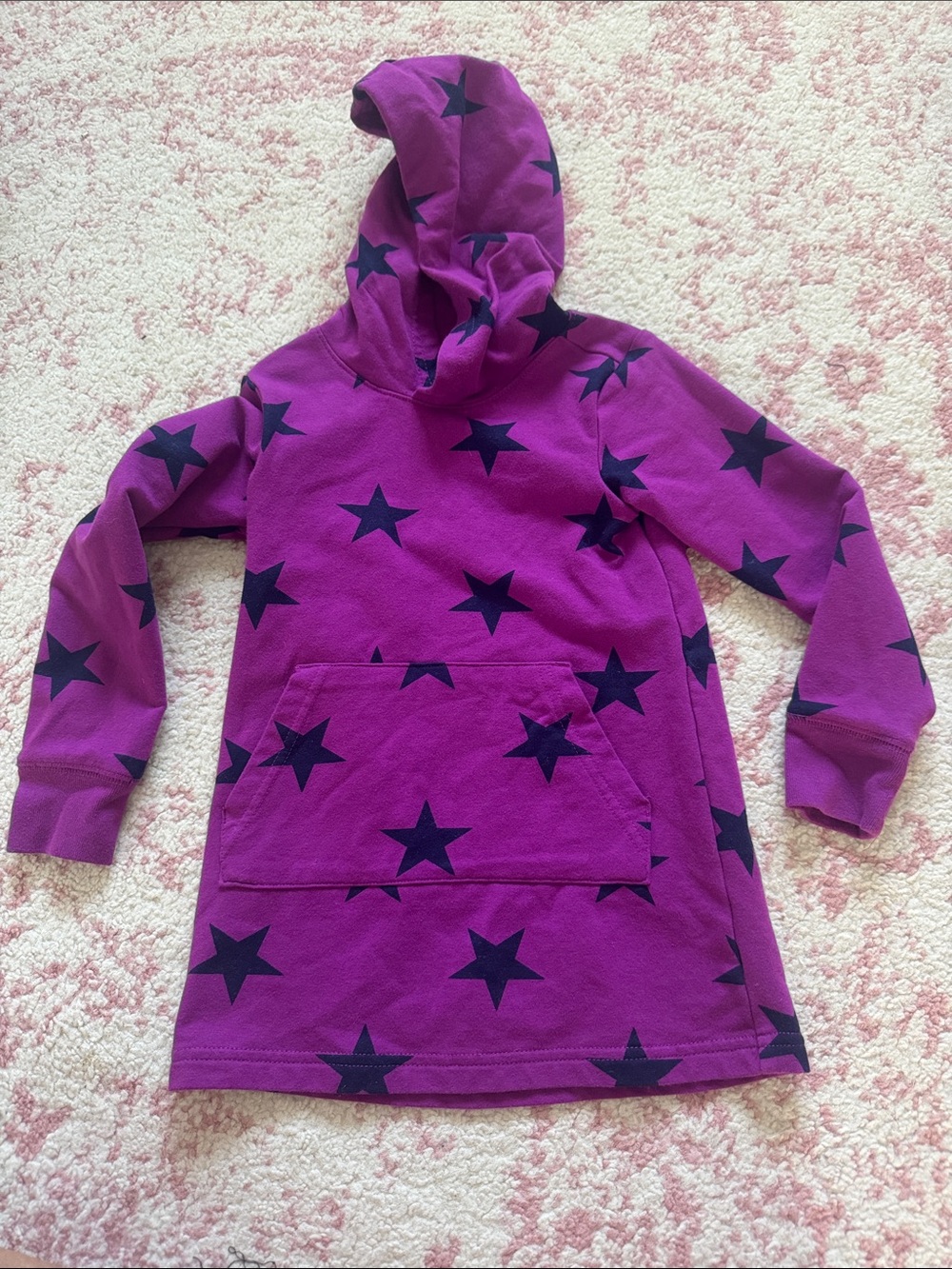Primary Purple Star-Print Hooded Dress